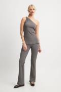 NA-KD Ribbed Mid Waist Trousers -