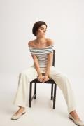 NA-KD Ribbet off shoulder-topp - Stripe