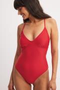 NA-KD Lacing Back Swimsuit - Red
