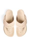 NA-KD Thong Knitted Cotton Footbed Slippers - Beige