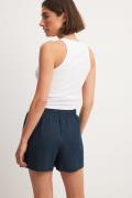 NA-KD Shorts med elastisk lin - Blue