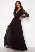 Goddiva Deep V Sequin Maxi Dress Black L (UK14)
