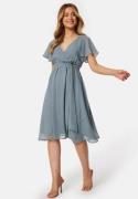 Goddiva Flutter Chiffon Midi Dress Blue XXS (UK6)