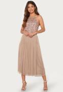 AngelEye High Neck Sequin Midi Dress Taupe XL (UK16)