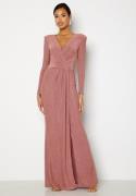 Goddiva Long Sleeve Glitter Maxi Dress Rose M (UK12)