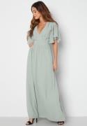 Bubbleroom Occasion Butterfly Sleeve Chiffon Gown Dusty green 36