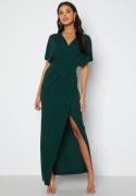 Bubbleroom Occasion Wrap Slit Maxi Dress Dark green 34