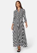 Y.A.S Savanna Long Shirt Dress Black Stripe:W WHITE XS