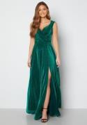 Goddiva Glitter Wrap Maxi Dress Emerald S (UK10)
