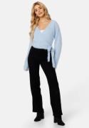 BUBBLEROOM Rachell fluffy knitted wrap top Light blue M