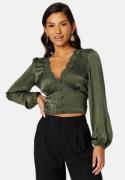 BUBBLEROOM Lucinda satin blouse Dark green 42