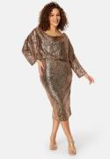 Goddiva Curve Seaquin Cowl Neck Midi Dress Champagne 48 (UK20)