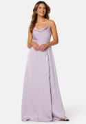 Bubbleroom Occasion Waterfall High Slit Satin Gown Light lilac 42