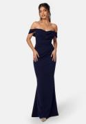 Goddiva Off Shoulder Maxi Dress Dark blue XL (UK16)