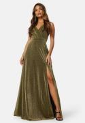 Goddiva Glitter Wrap Maxi Dress Gold XL (UK16)