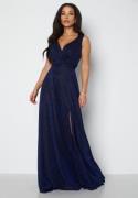 Goddiva Glitter Wrap Maxi Dress Navy XXS (UK6)