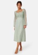 Bubbleroom Occasion Ruched LS Midi Dress  Aqua 38