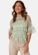 BUBBLEROOM Frill Lace Blouse Dusty green 42