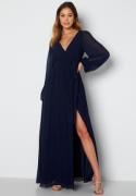 Goddiva Long Sleeve Chiffon Dress Navy L (UK14)