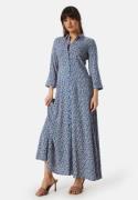 Y.A.S Savanna Long Shirt Dress Bluing AOP:Disty Flo XS