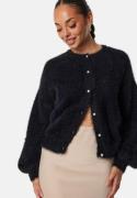 BUBBLEROOM Fluffy Knitted Pearl Cardigan Black M