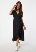 Happy Holly Evie Puff Sleeve Wrap Dress Black 32/34