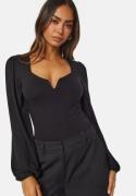 BUBBLEROOM Square V-neck Long Sleeve Puff Top Black XL