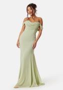 Goddiva Chiffon Off Shoulder Maxi Dress Sage Green L (UK14)