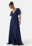 Goddiva Flutter Chiffon Maxi Dress Navy XXS (UK6)