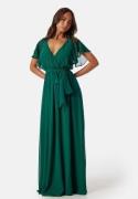 Goddiva Flutter Chiffon Maxi Dress Dark Green M (UK12)