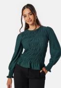 Happy Holly Long Sleeve Smock Top Dark green 40/42