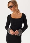 BUBBLEROOM Cherry Rib Knit Top Black XL