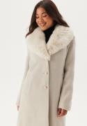 Chiara Forthi Fur Collar Wool Blend Coat Light beige M