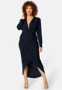 John Zack Curve Long Sleeve Rouch Curve Dress Navy 48 (UK20)