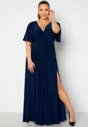 Goddiva Curve Flutter Sleeve Maxi Dress Navy 50 (UK22)