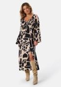 BUBBLEROOM Puff Sleeve Midi Dress  Black/Patterned XS