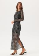 YAS Yaspolima Ls Long Lace Dress  Black Detail:SILVER XS