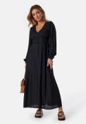 BUBBLEROOM Viscose V-neck Maxi Dress Black 36