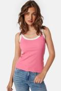 BUBBLEROOM Contrast Rib Tank Top Pink S