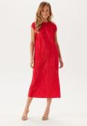 BUBBLEROOM Pleated Cap Sleeve Dress Red S