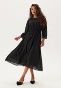 Happy Holly Balloon Sleeve Structured Midi Dress Black 36/38