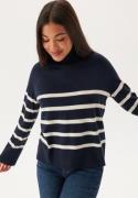 Pieces Pcsia Ls Rollneck Knit Sky Captain Stripes:white S