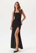 John Zack Halter Neck Maxi Dress With Split Black XS (UK8)