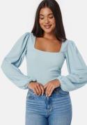 BUBBLEROOM Square Neck Balloon Sleeve Top Light blue XL