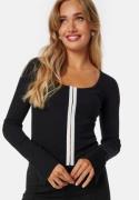 BUBBLEROOM Round Neck Cardigan Top Black/White XL