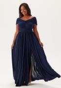 Goddiva Curve Bardot Rouched Maxi With Split Navy 54 (UK26)