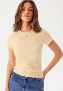 TOMMY JEANS Tjw Slim Essential Rib Ss  ZGA Custard Cream M