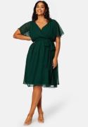 Goddiva Curve Flutter Sleeve Chiffon Midi Dress Green 44 (UK16)