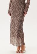 BUBBLEROOM Mesh Maxi Skirt Brown/Beige S