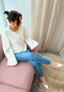 Chiara Forthi Wide Sleeve Bouclé Jacket Offwhite M